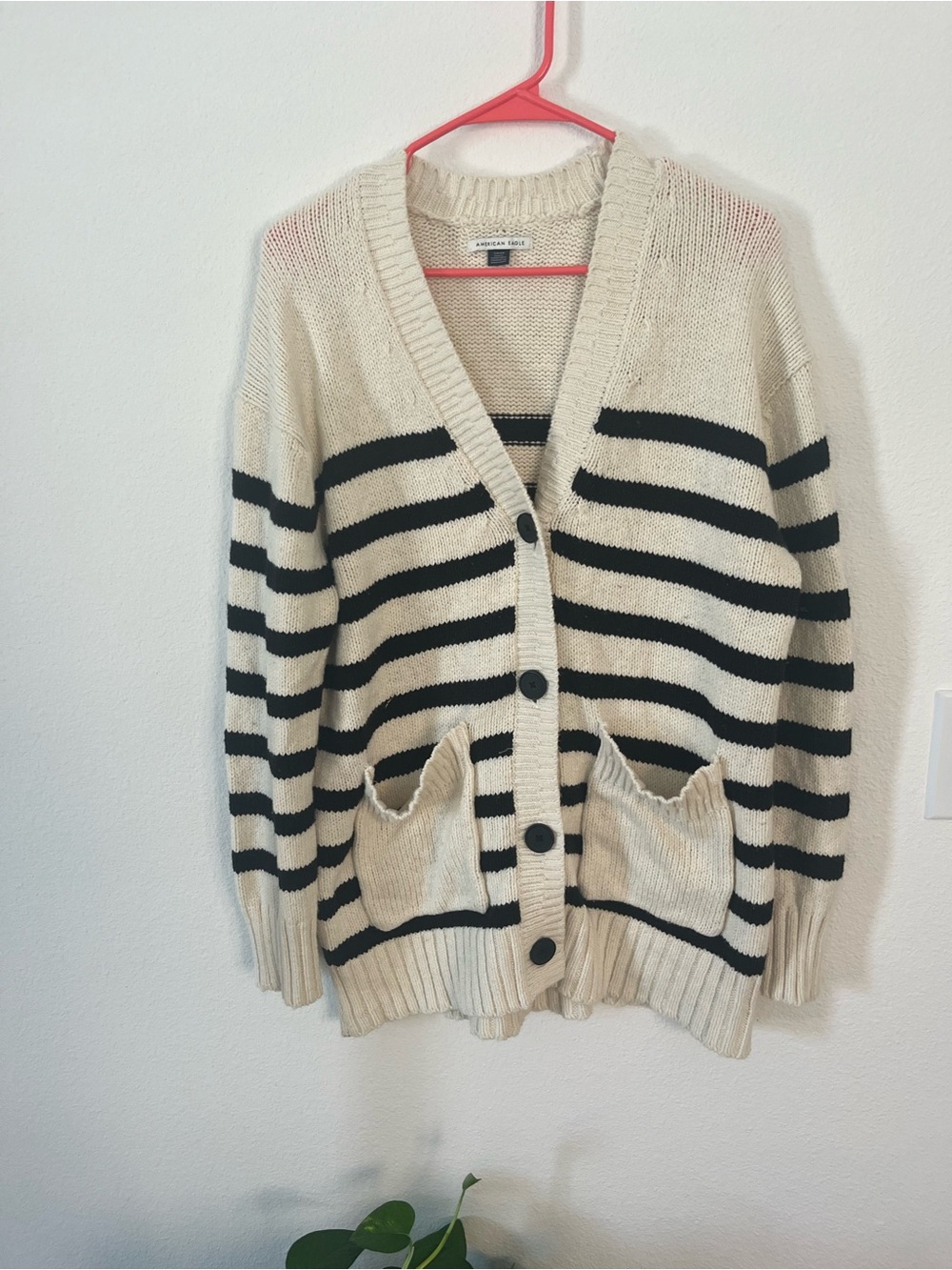American Eagle Striped Knit Sweater button Cardigan